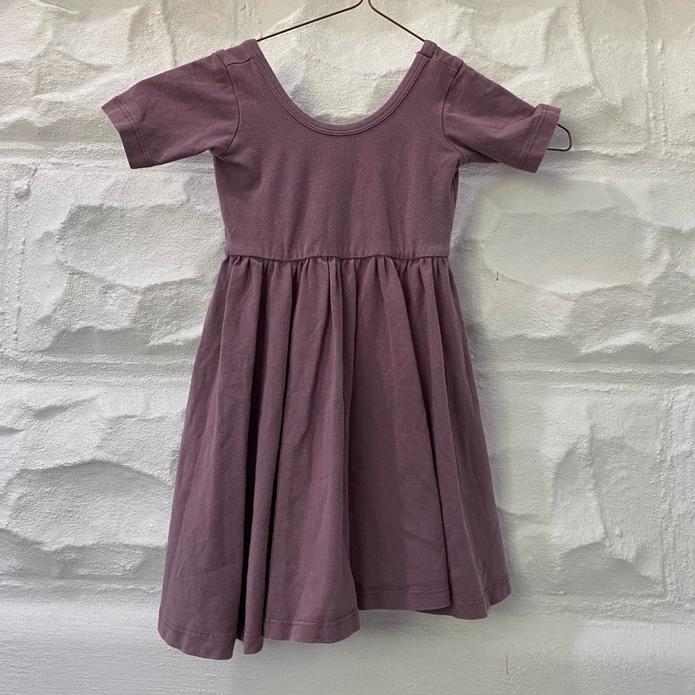 Girls Mauve Scoop Neck Twirl Dress
